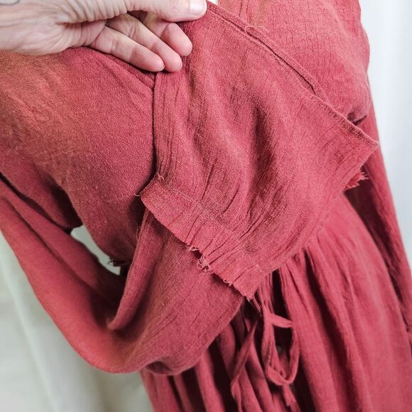 Peach Love California Red Bohemian Surplice Mini Dress Size Small - Picture 6 of 12